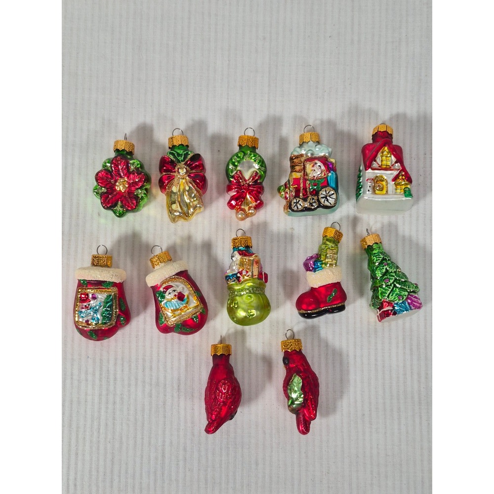 Vintage Miniature Mercury Glass Christmas Ornaments Lot of 12 Assorted